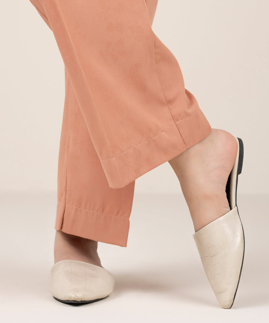 Solid Jacquard Straight Pants