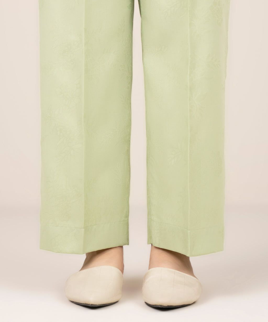 Solid Jacquard Straight Pants
