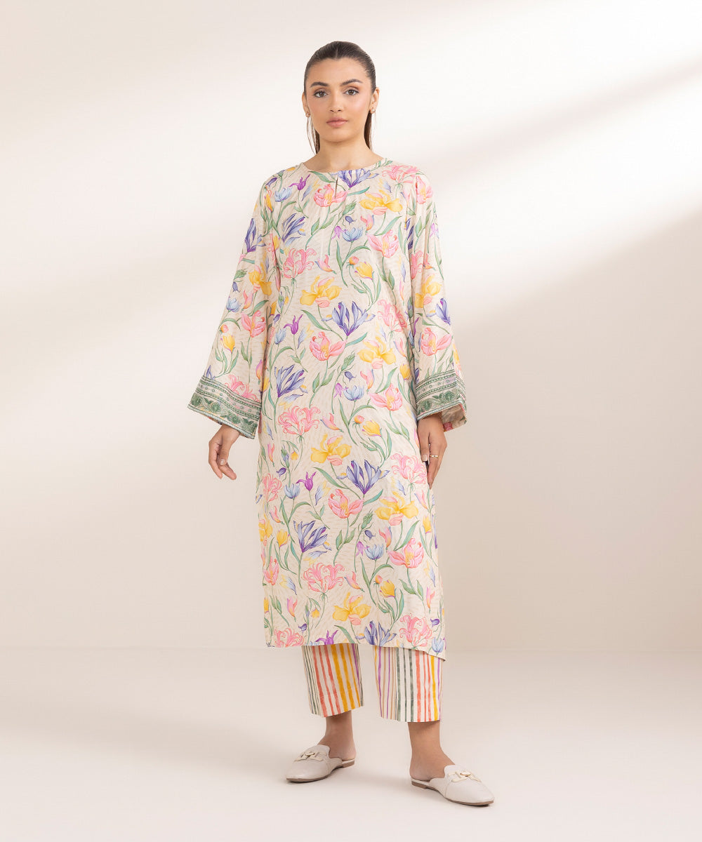 Women's Pret Arabic Lawn Embroidered Multi A-Line Shirt