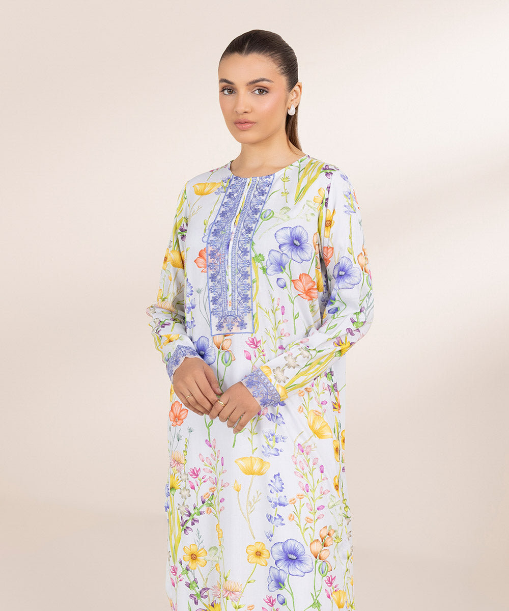 Women's Pret Arabic Lawn Embroidered Multi A-Line Shirt