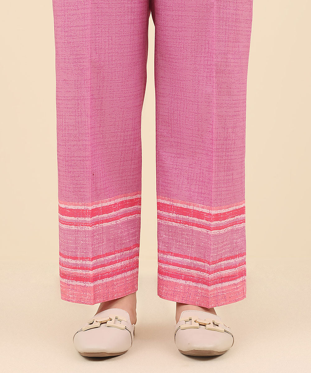 Women's Pret Cambric Pink Printed Straight Pants