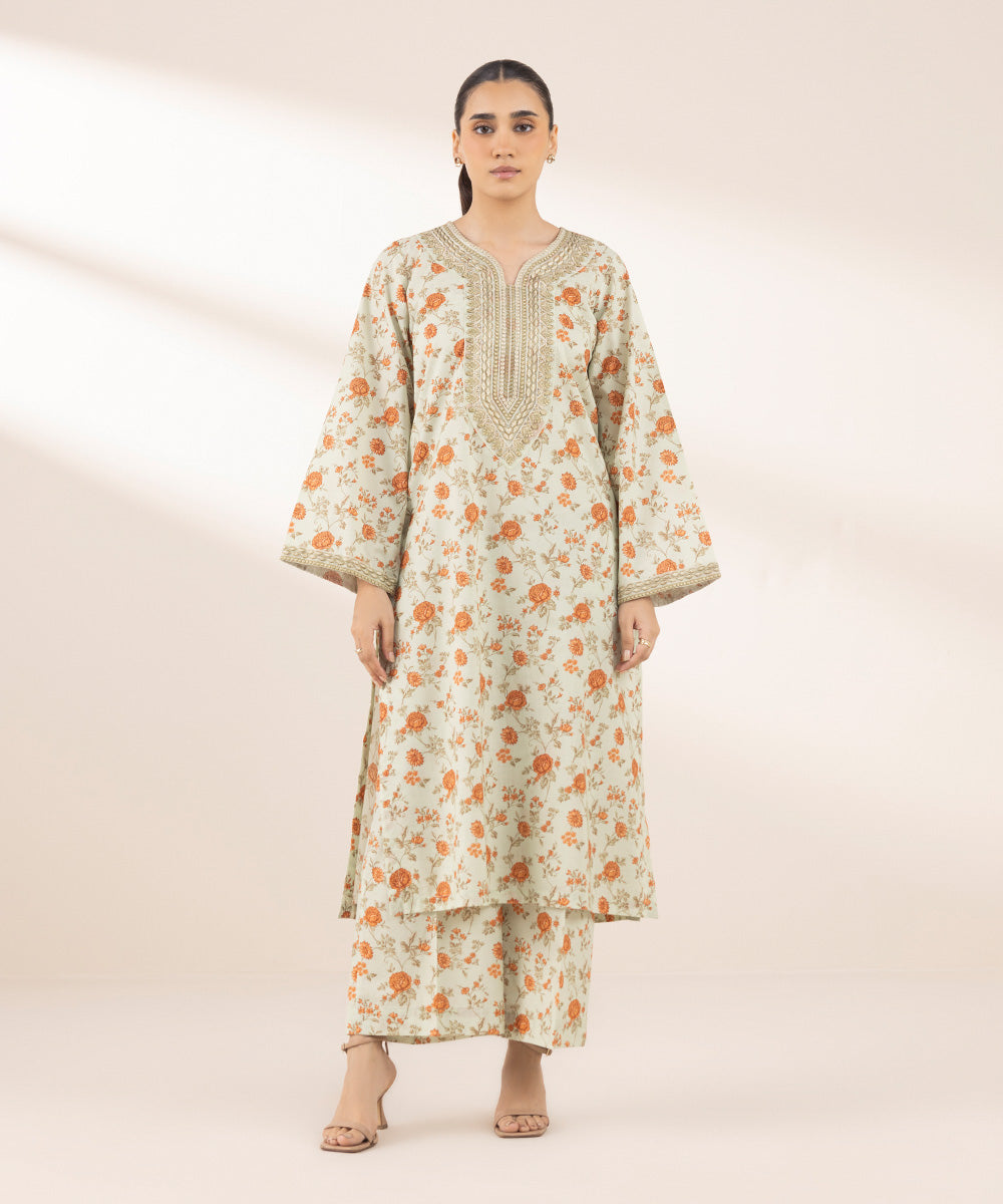 Women's RTW Lawn Multi Embroidered A-Line Shirt