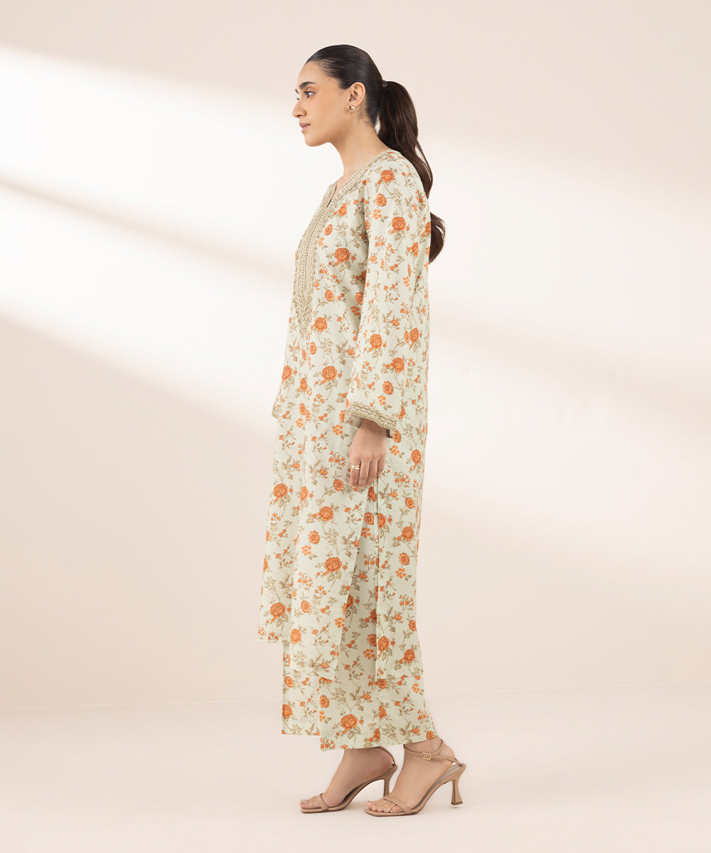 Women's RTW Lawn Multi Embroidered A-Line Shirt