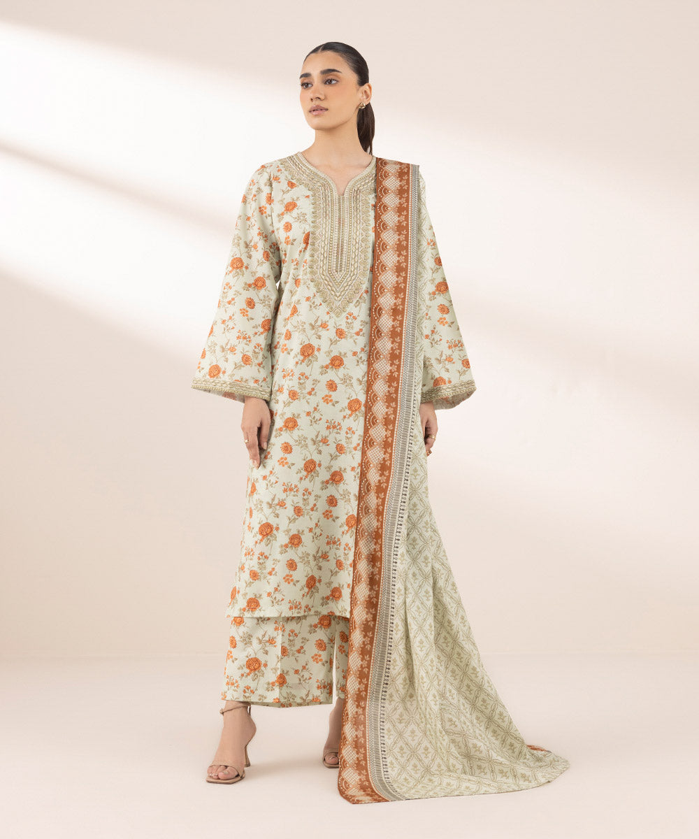 Textured Voile Multi Printed Dupatta