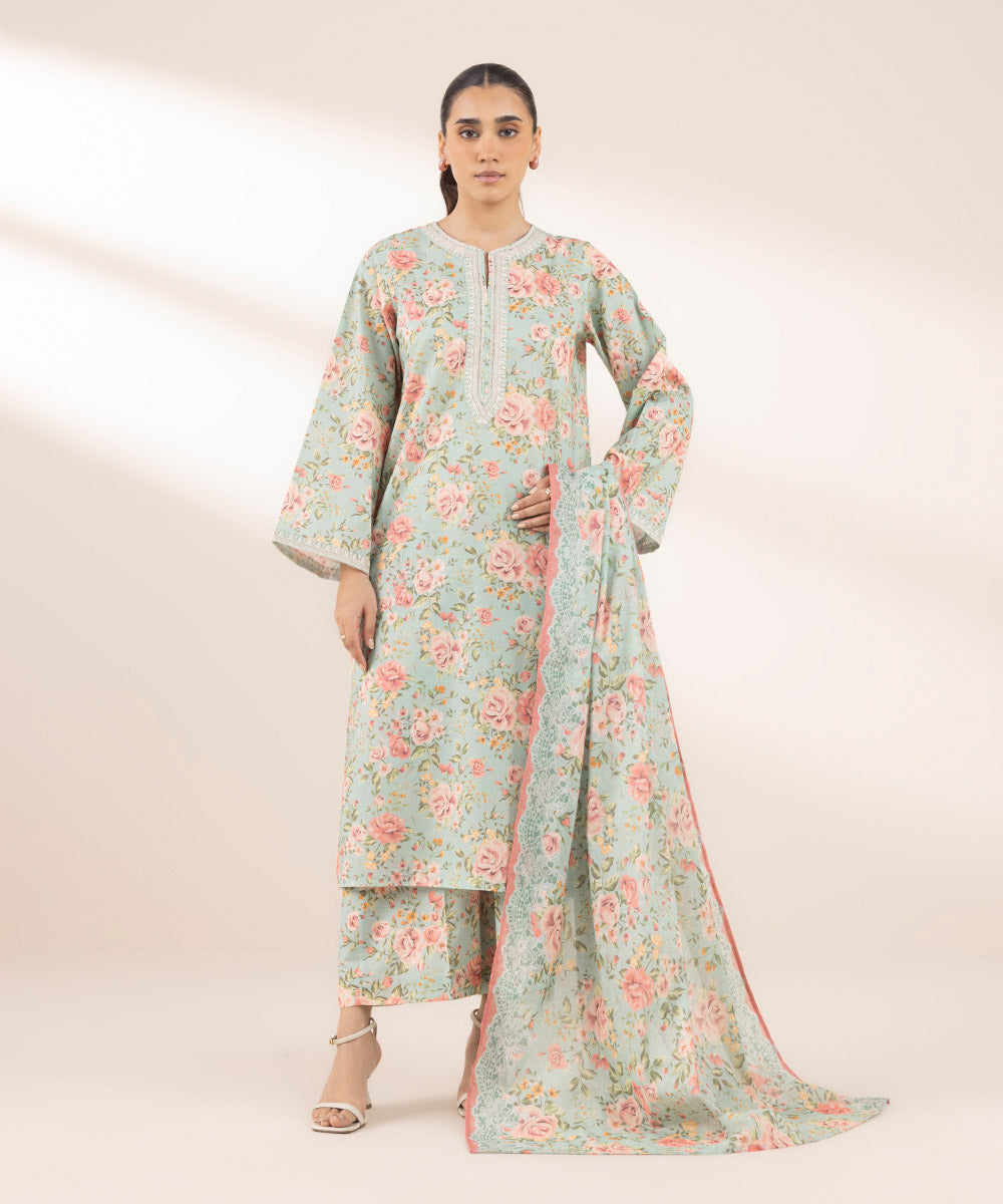 Textured Voile Multi Printed Dupatta
