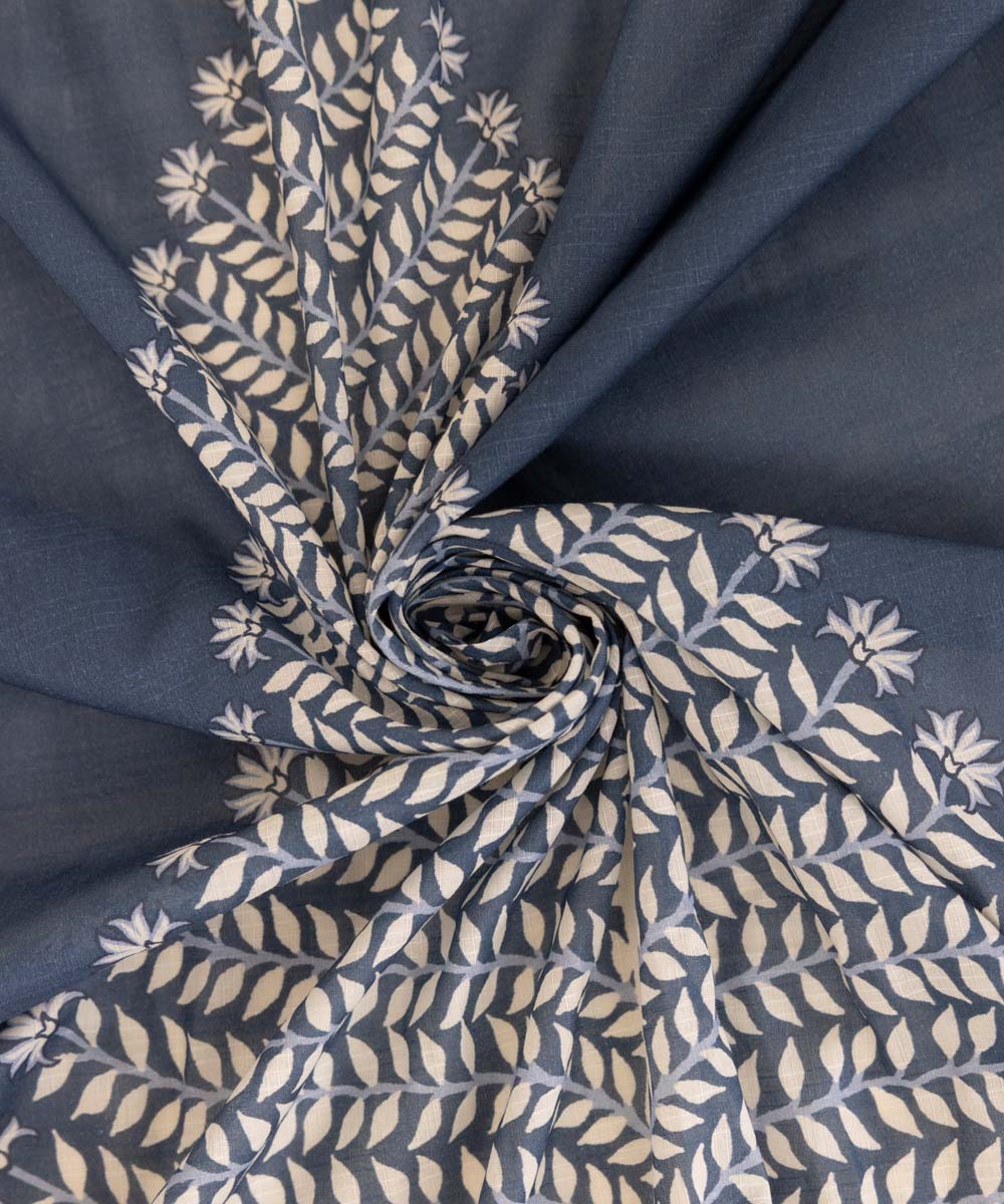 Textured Voile Blue Printed Dupatta