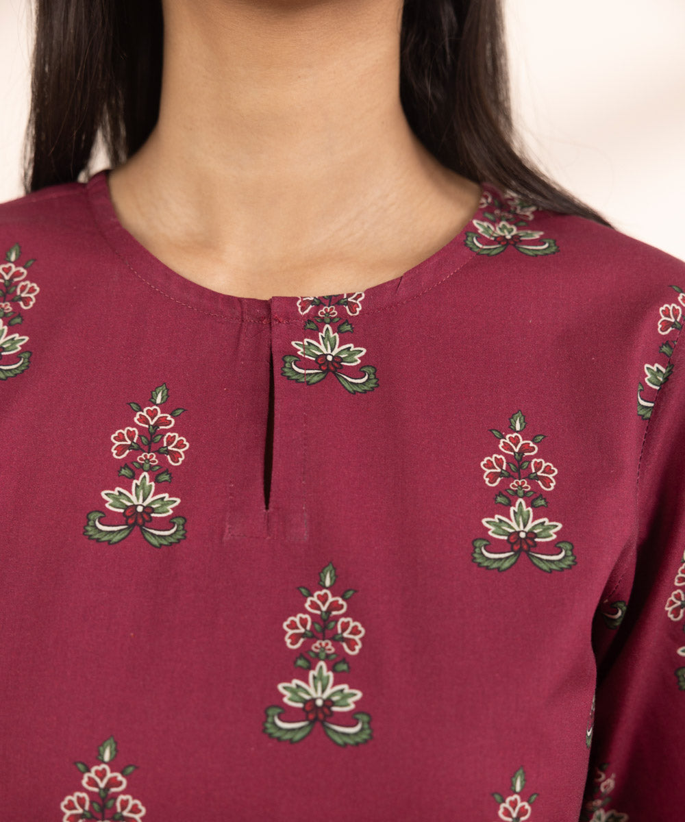 Women's Pret Lawn Red Printed Straight Shirt