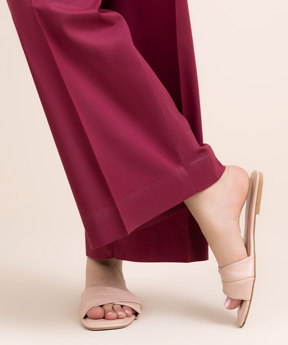 Women's Pret Cambric Red Solid Culottes