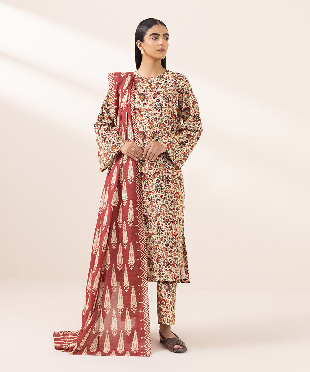 Fine Voile Red Printed Dupatta