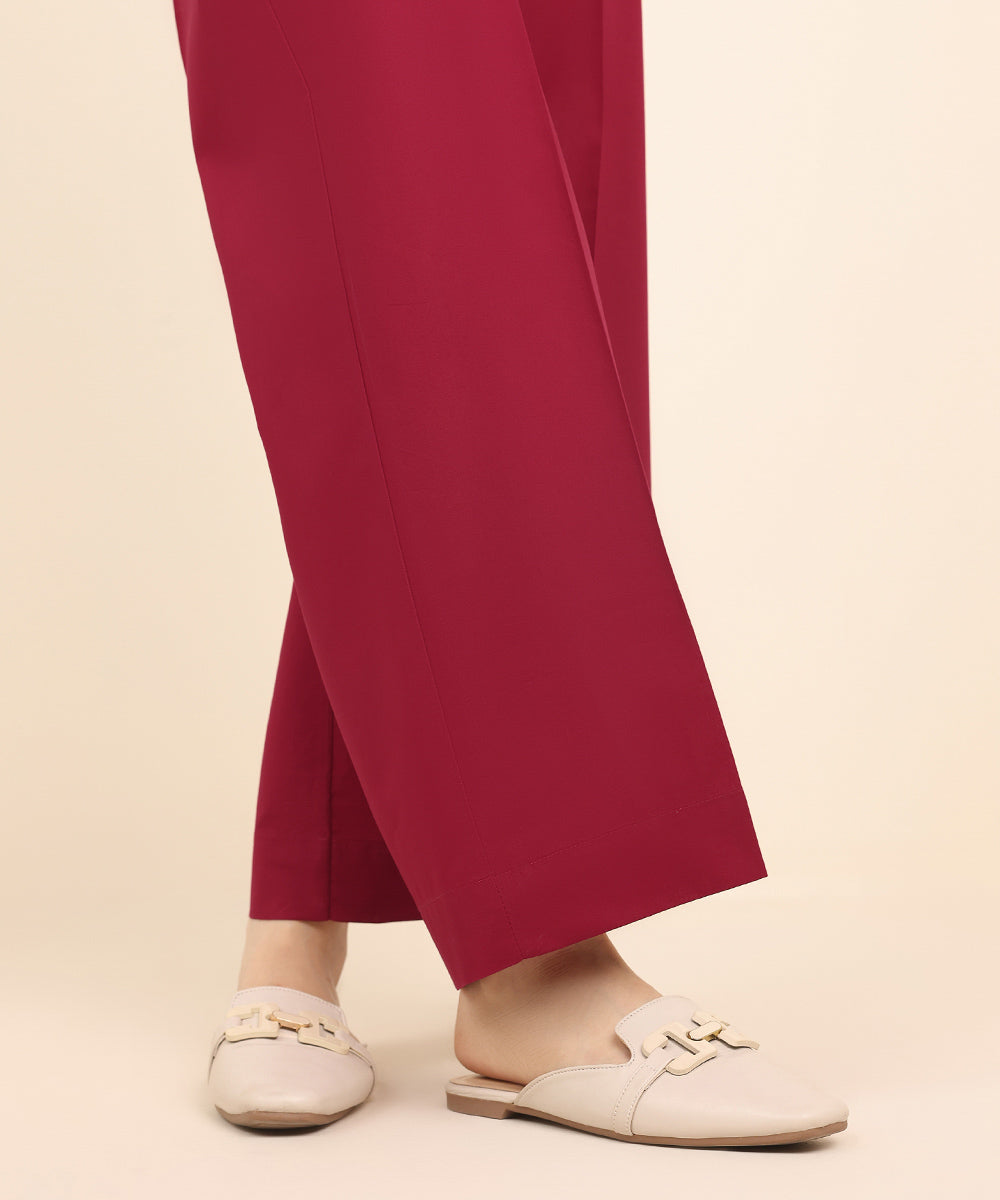 Women's Pret Cambric Red Solid Culottes