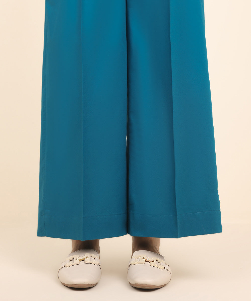 Women's Pret Cambric Blue Solid Culottes