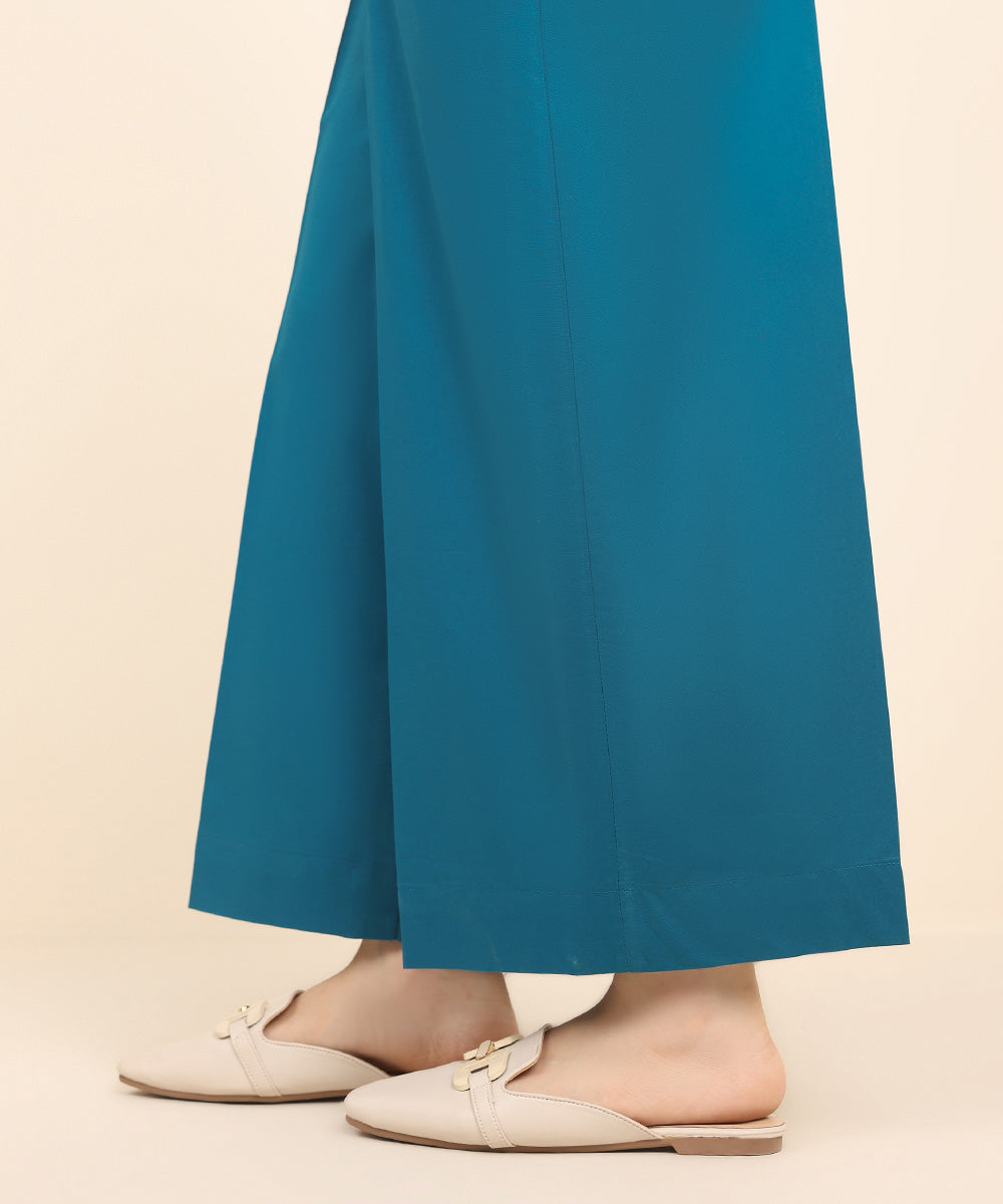 Women's Pret Cambric Blue Solid Culottes