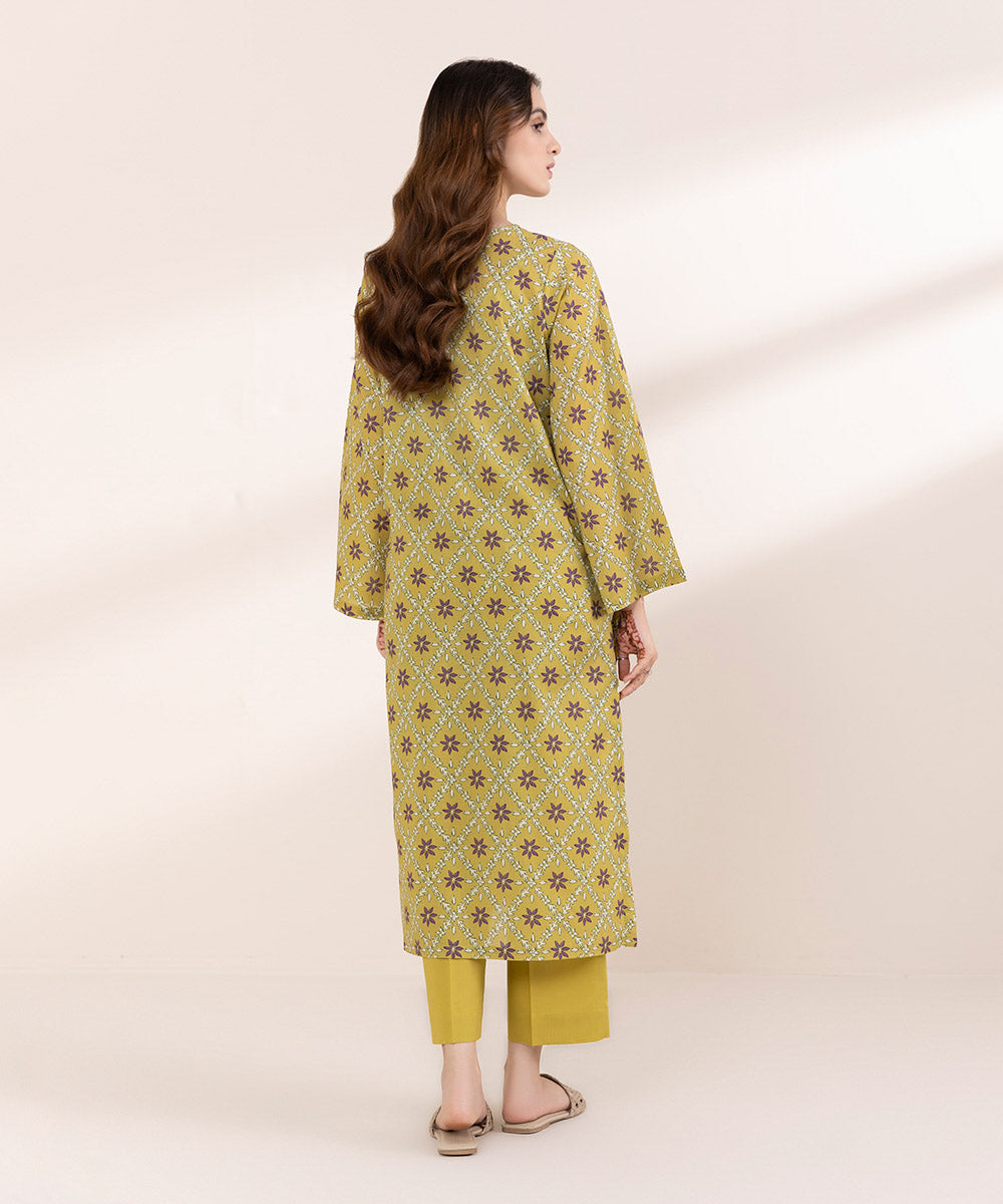 Women's RTW Lawn Green Printed A-Line Shirt