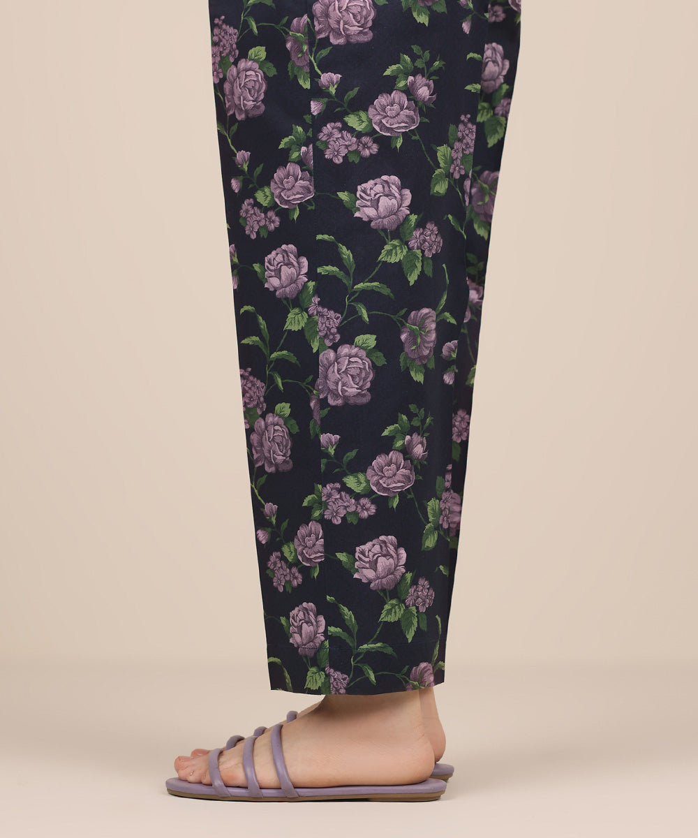 Women's RTW Cambric Purple Printed Straight Pants