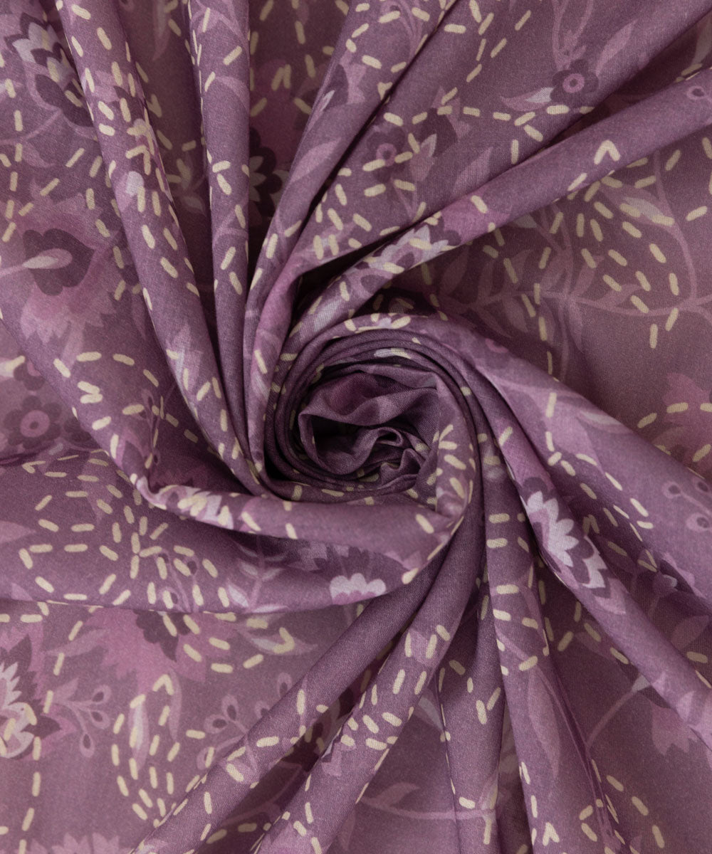 Fine Voile Purple Printed Dupatta
