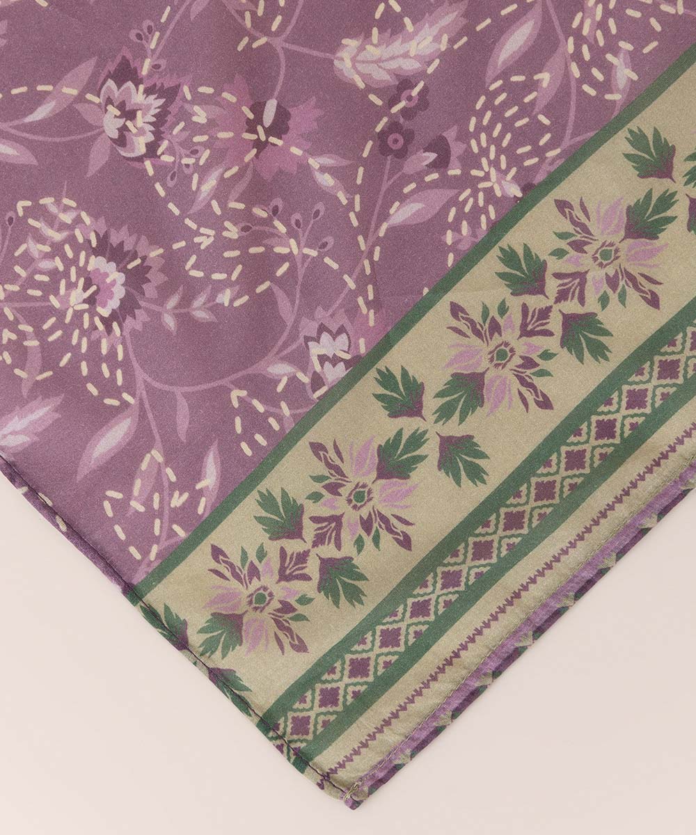 Fine Voile Purple Printed Dupatta