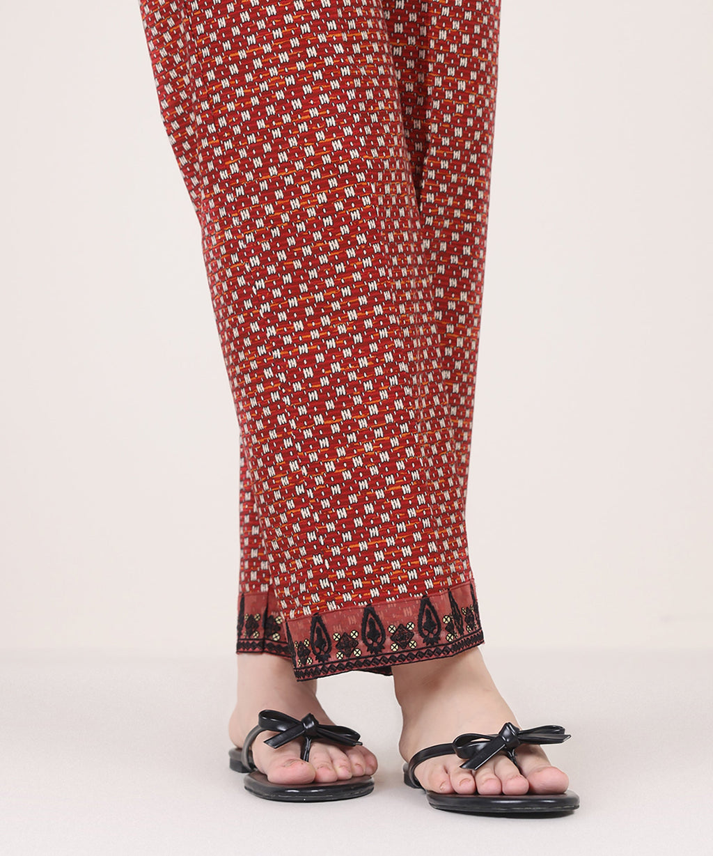 Embroidered Cambric Straight Pants