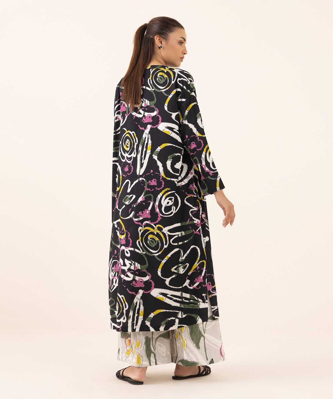 Women's RTW Arabic Lawn Multi Printed Drop Shoulder Shirt