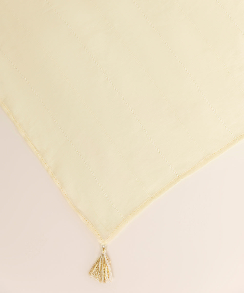 Leno Off White Solid Dupatta