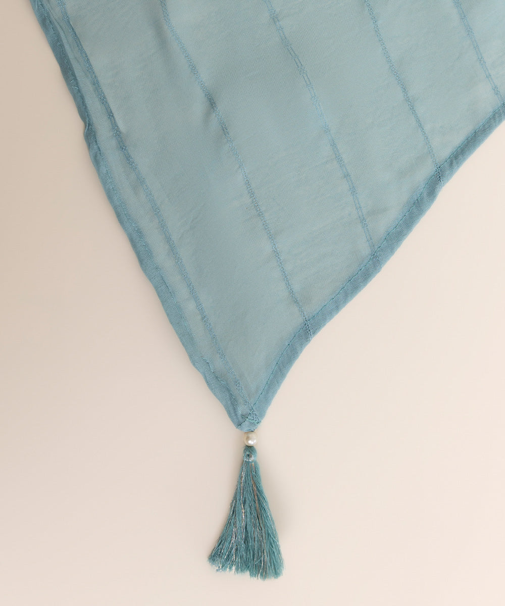 Leno Blue Solid Dupatta
