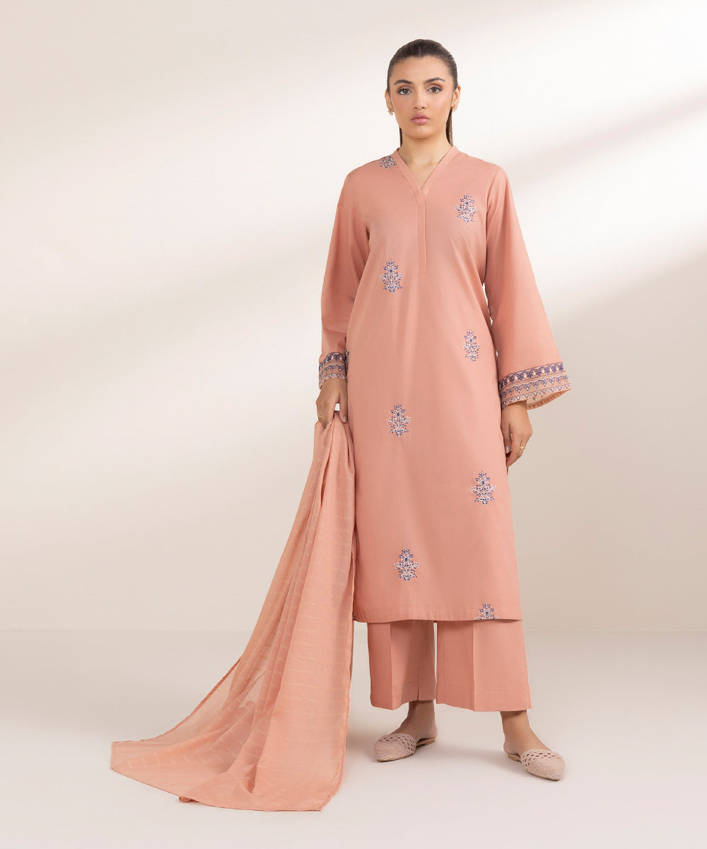 Zari Voile Pink Solid Dupatta