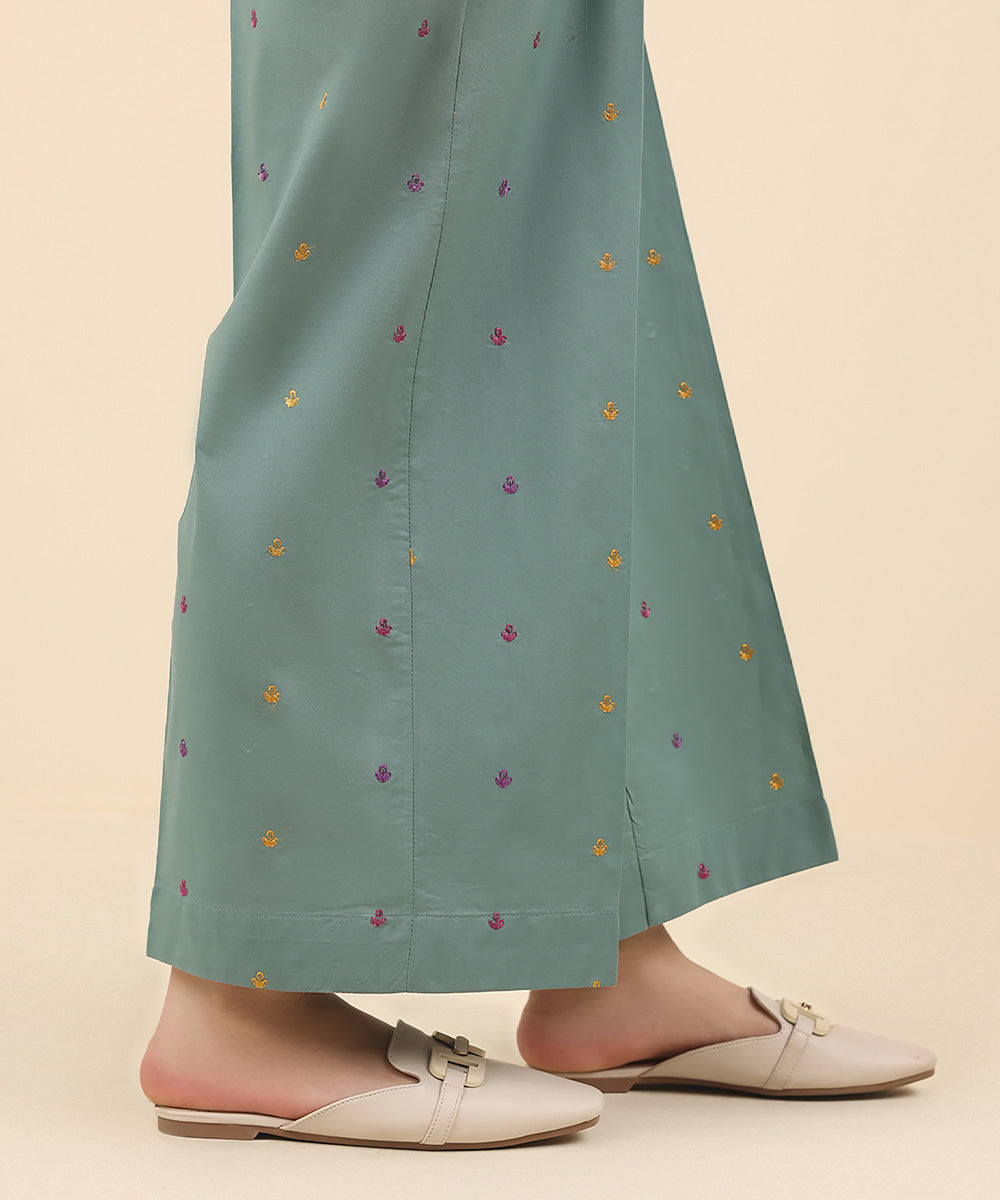 Women's Pret Cambric Blue Embroidered Culottes