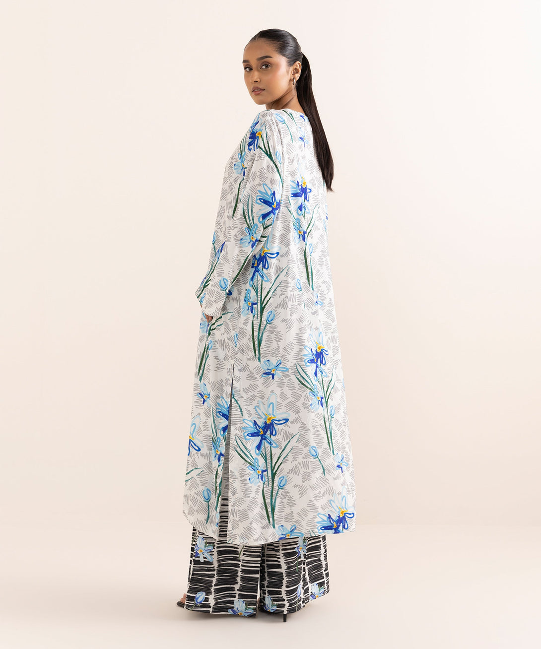 Women's RTW Arabic Lawn Multi Printed Drop Shoulder Shirt