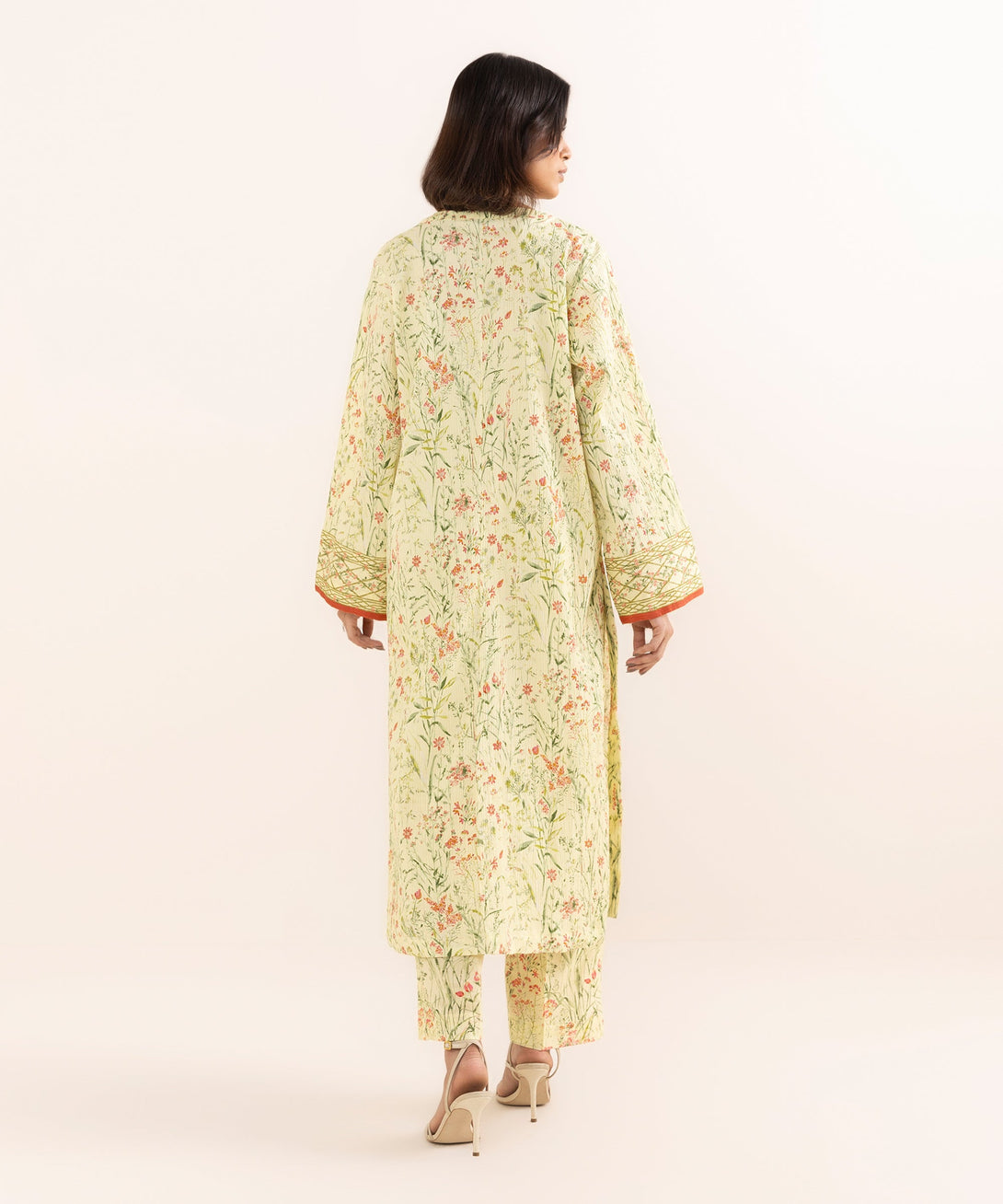 Women's RTW Seersucker Yellow Printed A-Line Shirt