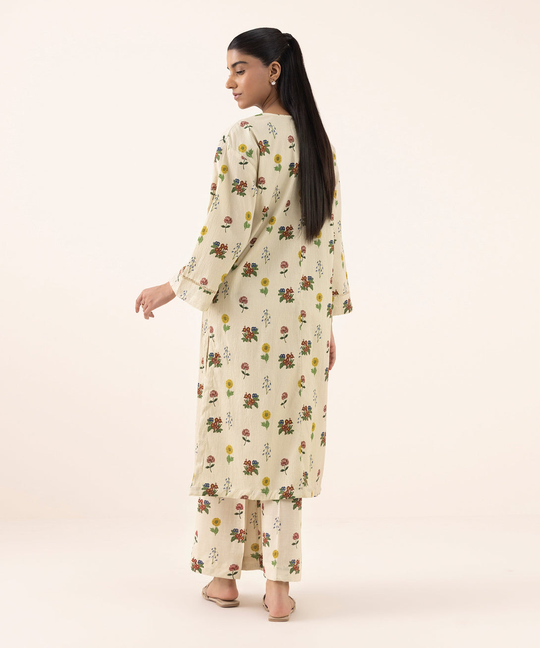 Women's RTW Seersucker Multi Printed Drop Shoulder Shirt
