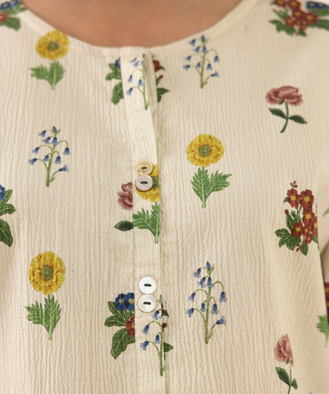Women's RTW Seersucker Multi Printed Drop Shoulder Shirt
