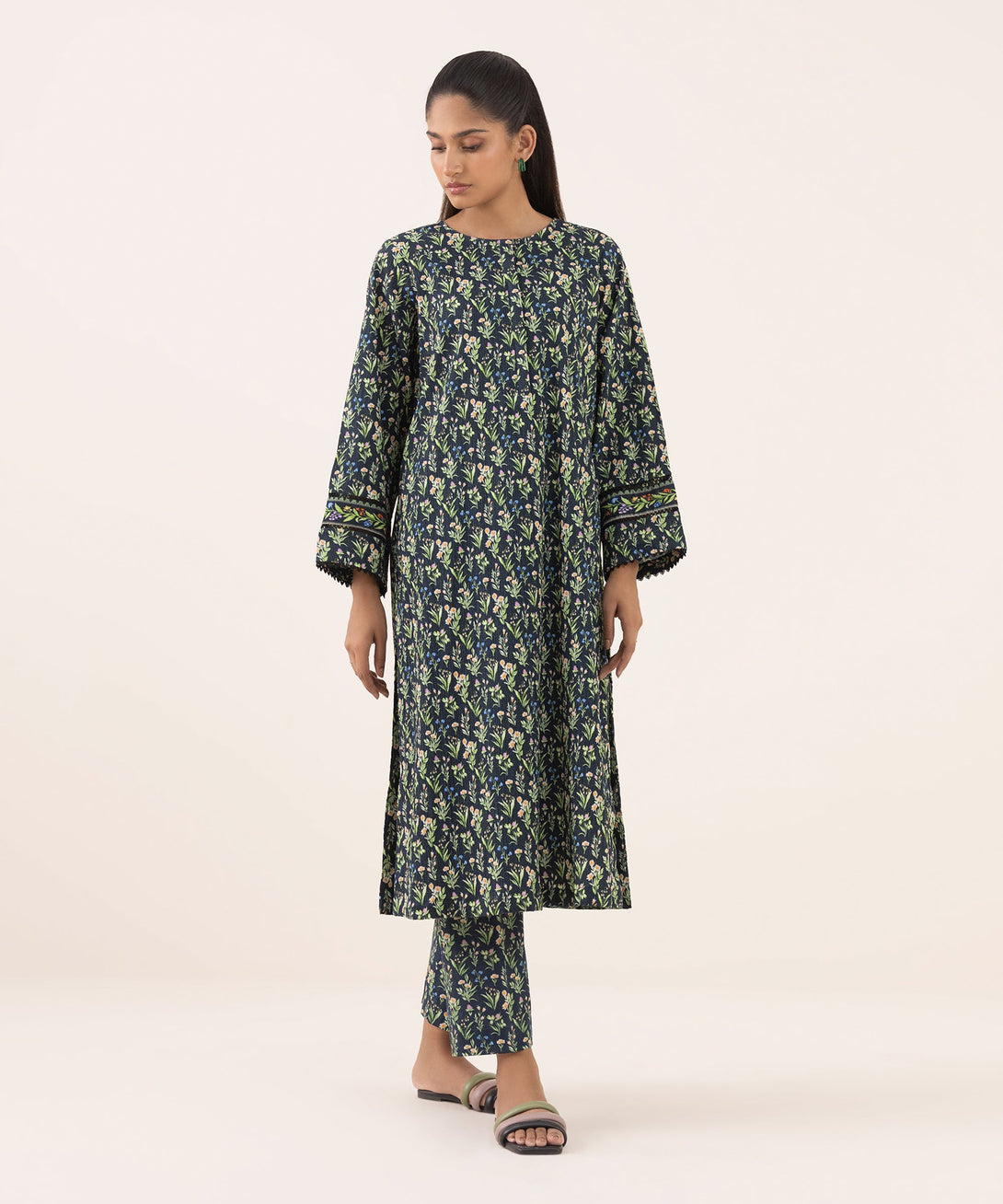 Women's RTW Seersucker Multi Printed A-Line Shirt