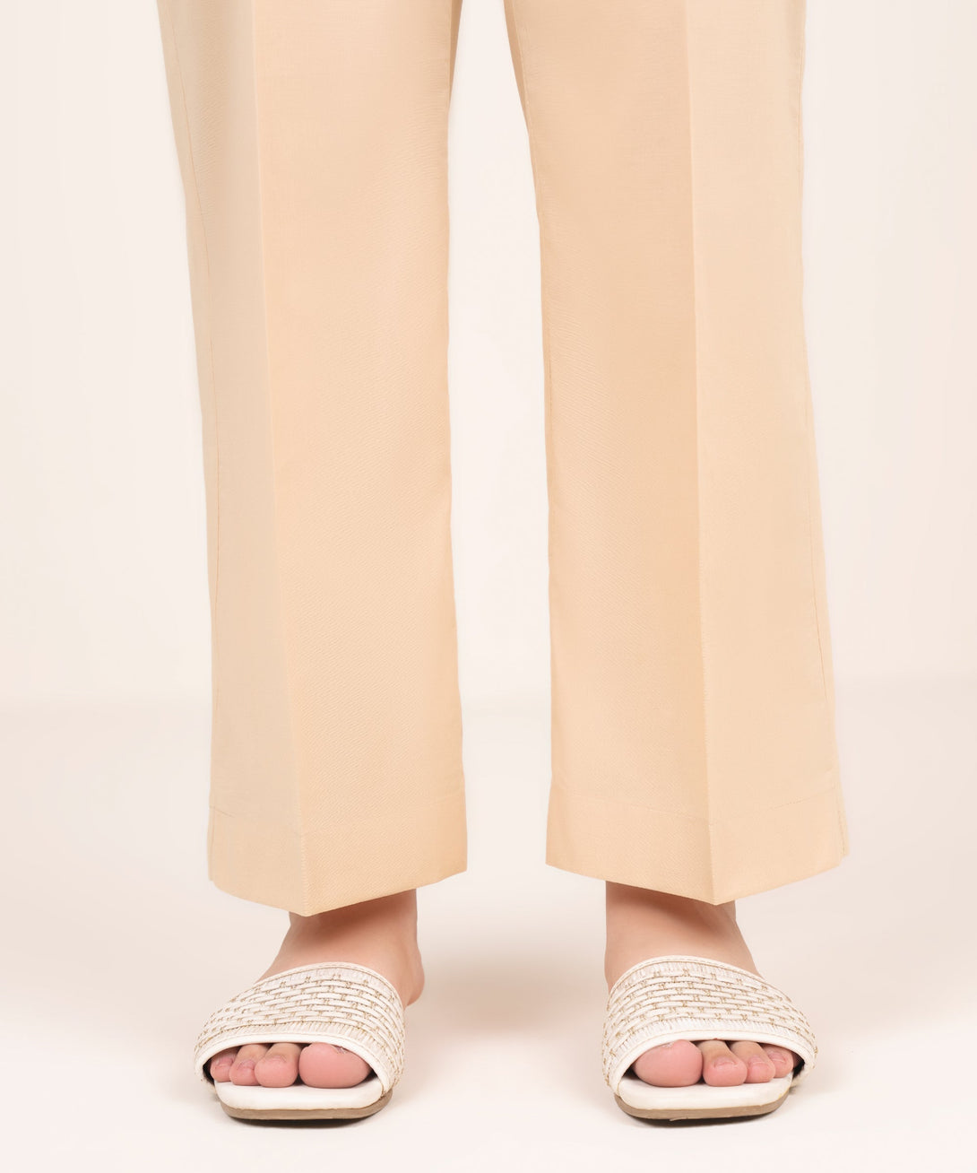 Women's RTW Cambric Pink Solid Straight Pants