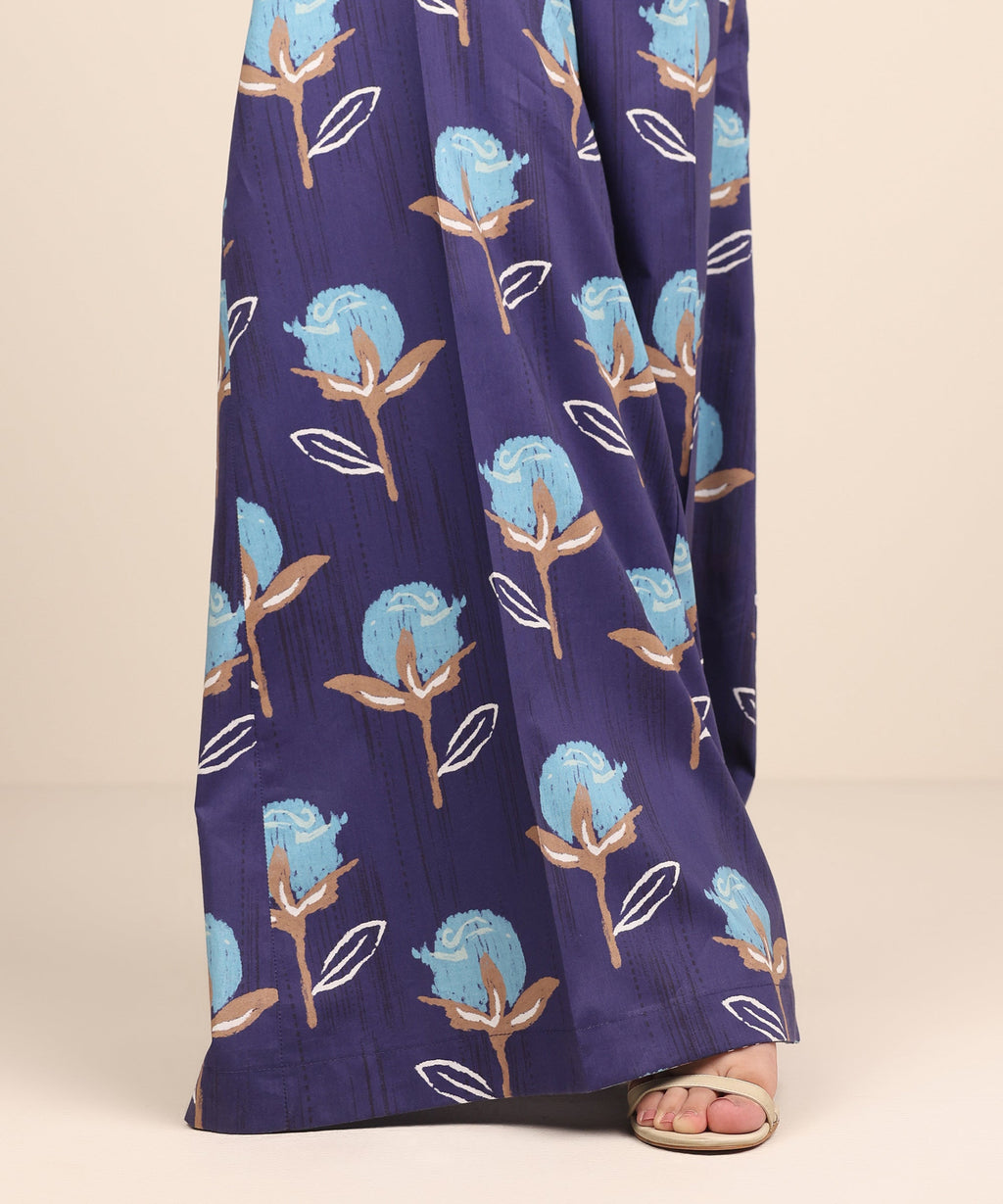 Women's RTW Cotton Viscose Blue Printed Sharara