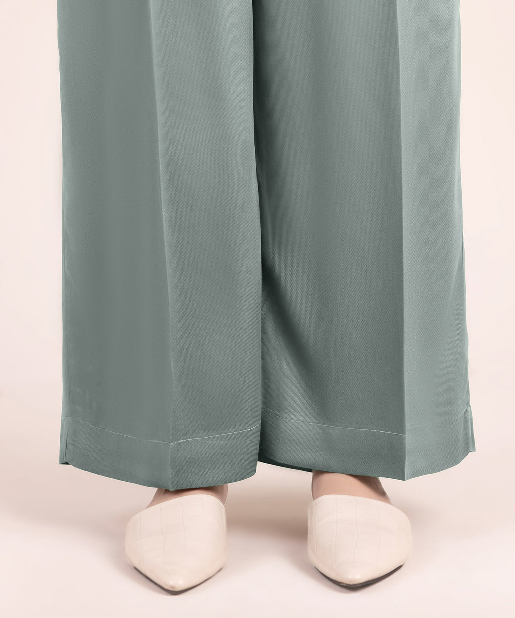 Women's RTW Linen Viscose Solid Grey Culottes