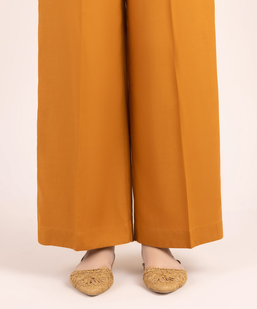 Women's RTW Linen Viscose Solid Rust Culottes