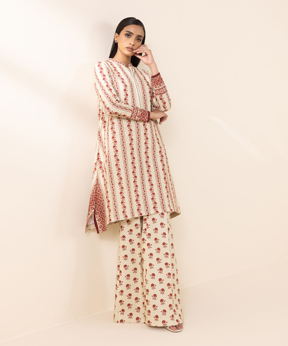 Women's Unstitched Light Khaddar Multi Printed 2 Piece Suit 