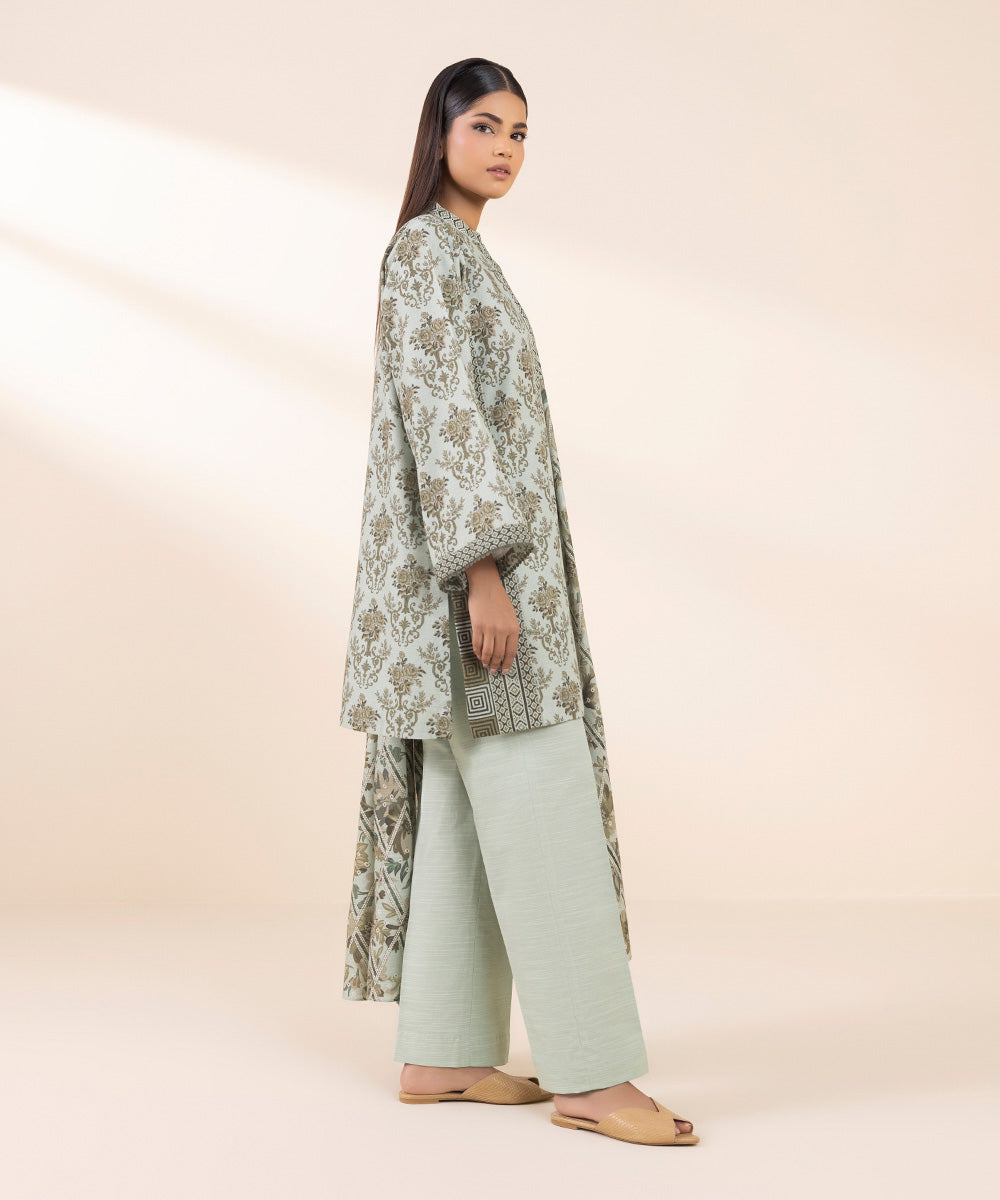 Women's Unstitched Printed Light Khaddar Three Piece Suit