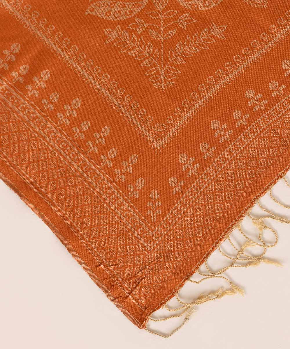 Women's Pret Orange Solid Blended Shawl 