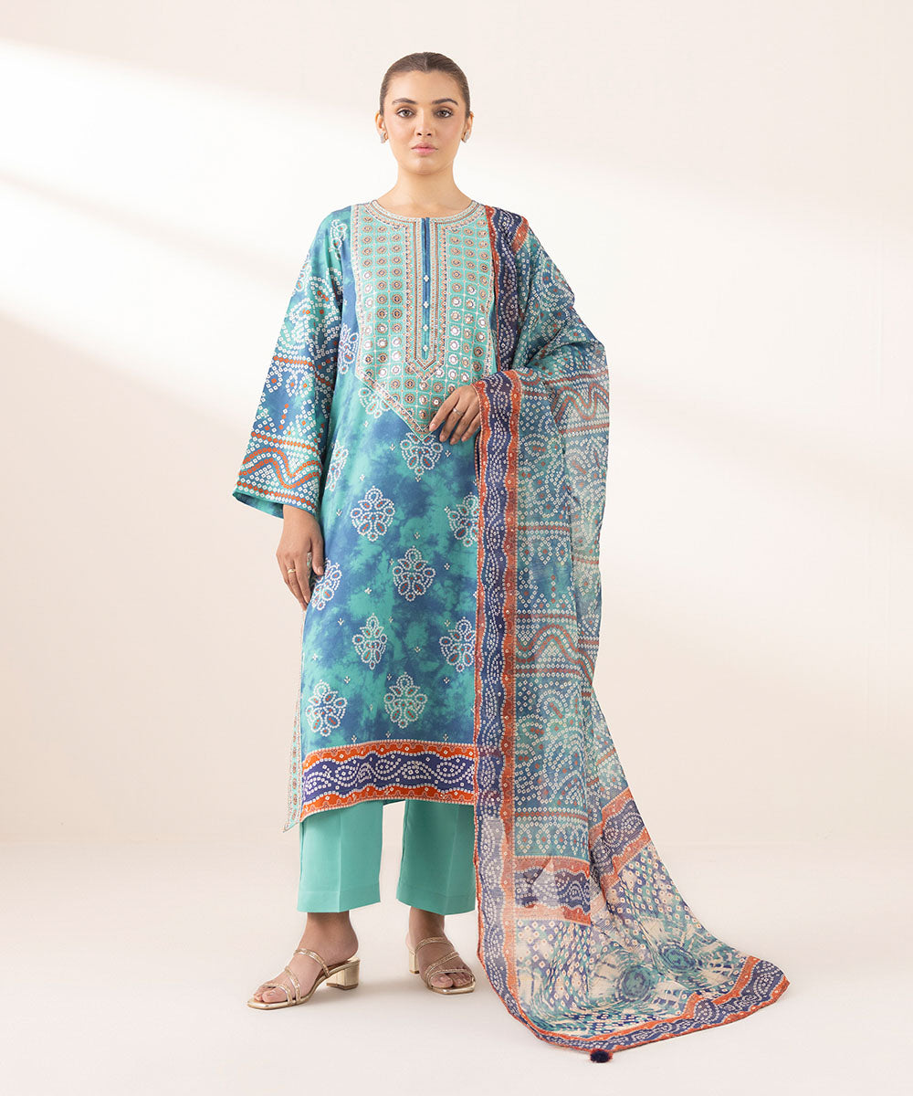 Manaar Blue Printed Dupatta