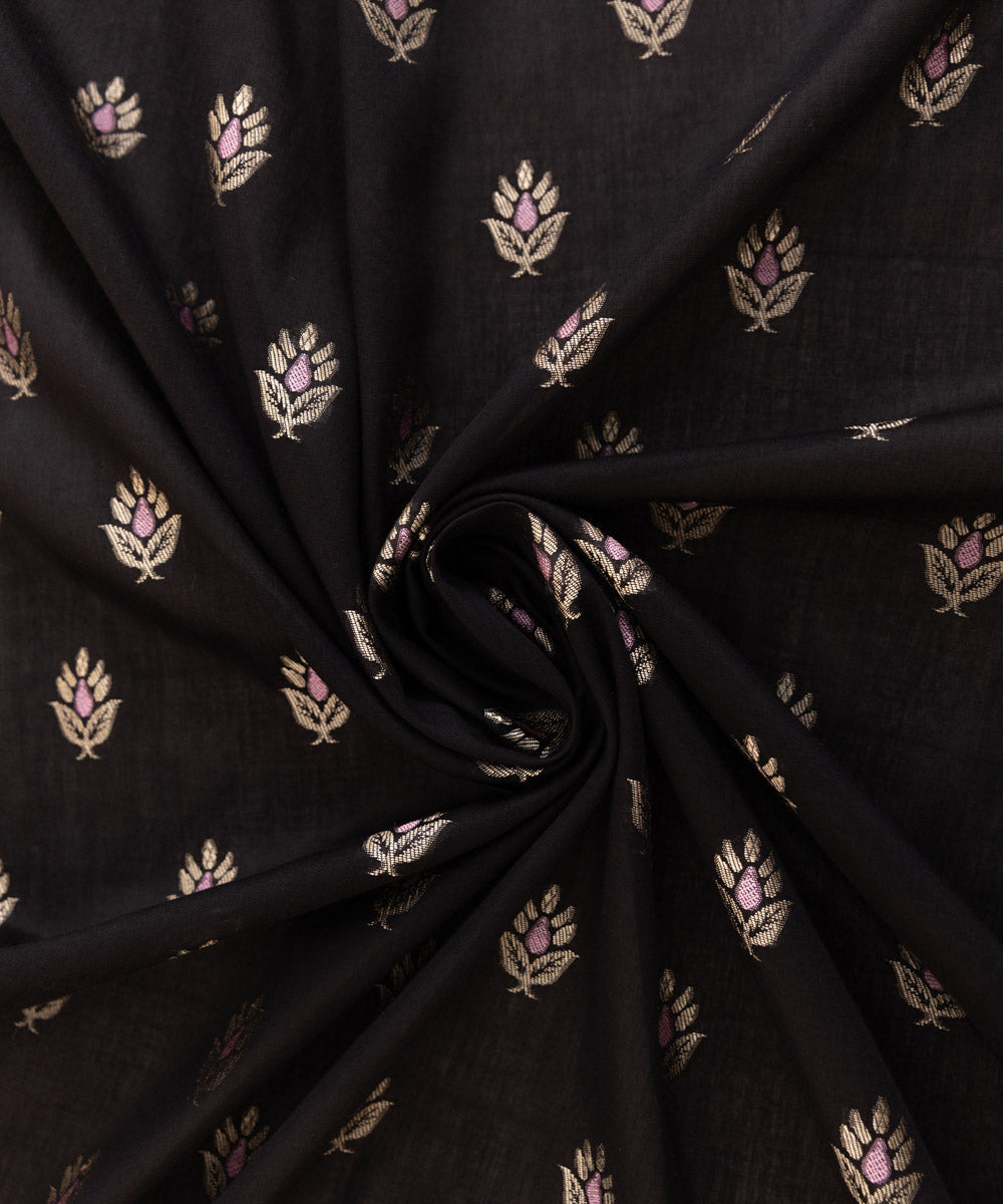 Extra Weft Jacquard Black Solid Dupatta