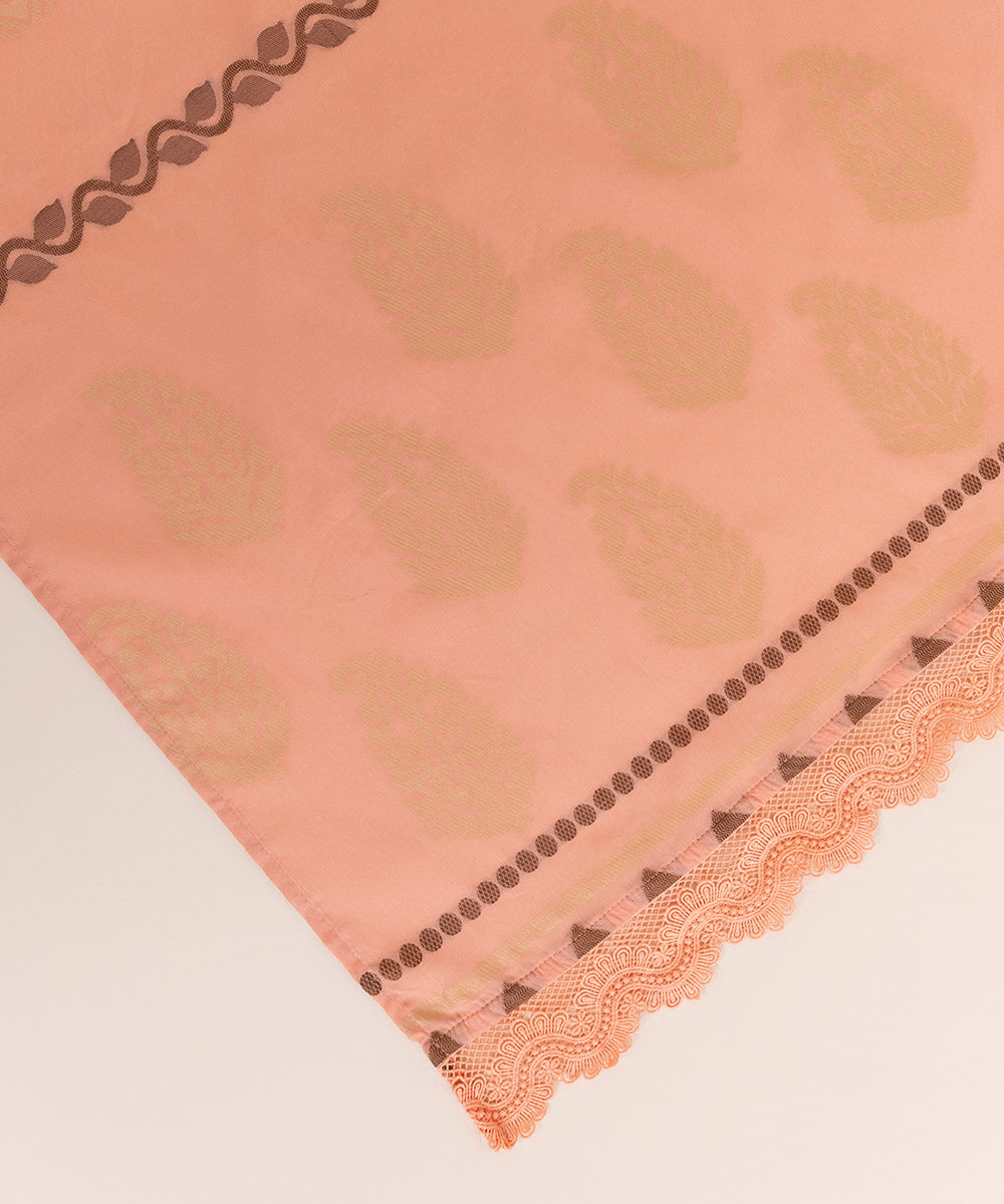 Extra Weft Jacquard Pink Solid Dupatta