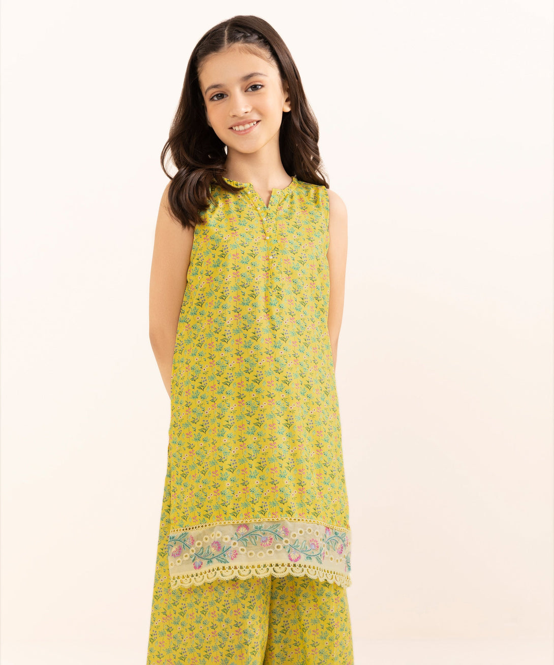 Mommy & Me Girls Two Piece Arabic Lawn Embroidered Suit