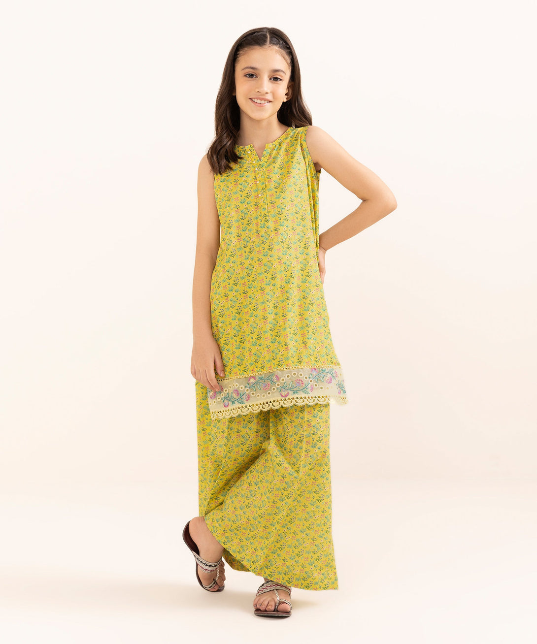 Mommy & Me Girls Two Piece Arabic Lawn Embroidered Suit