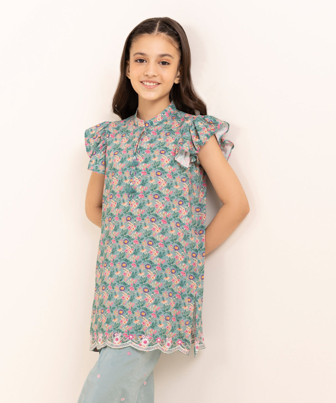 Mommy & Me Girls Two Piece Arabic Lawn Printed Suit