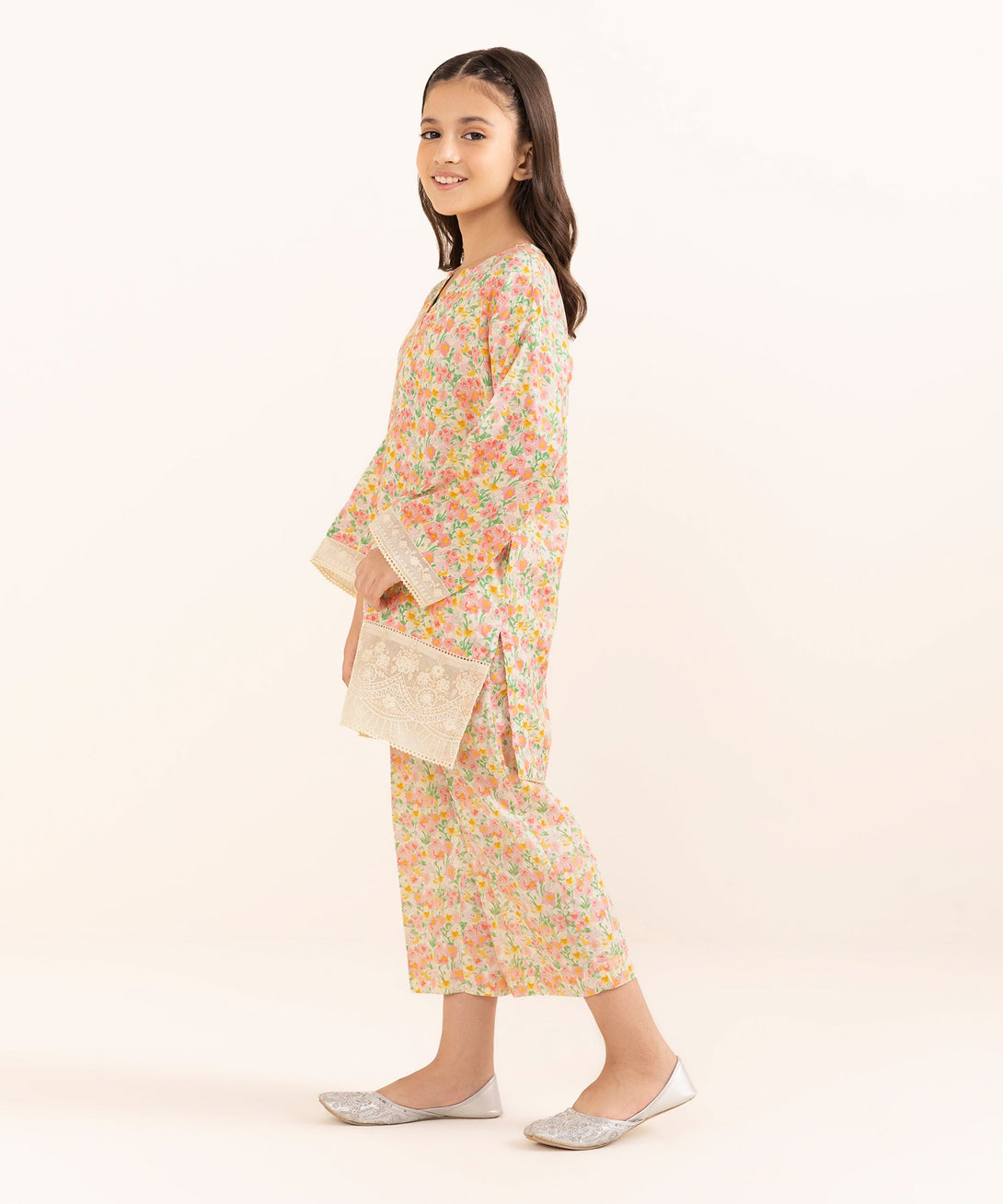 Mommy & Me Girls Two Piece Arabic Lawn Printed Suit