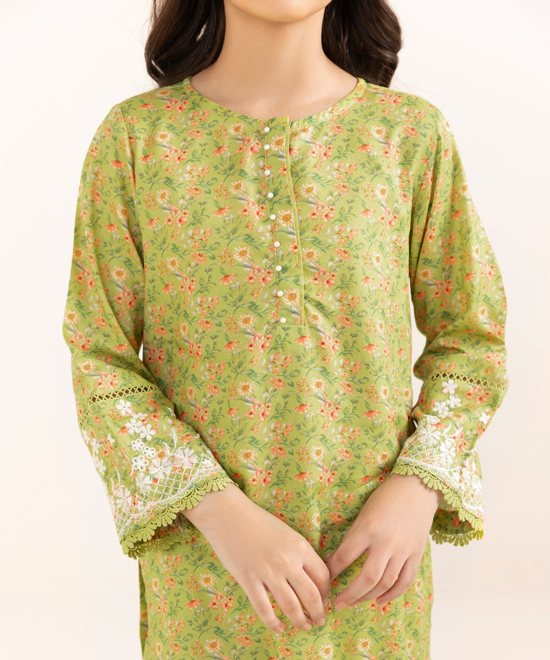 Mommy & Me Girls Two Piece Arabic Lawn Embroidered Suit