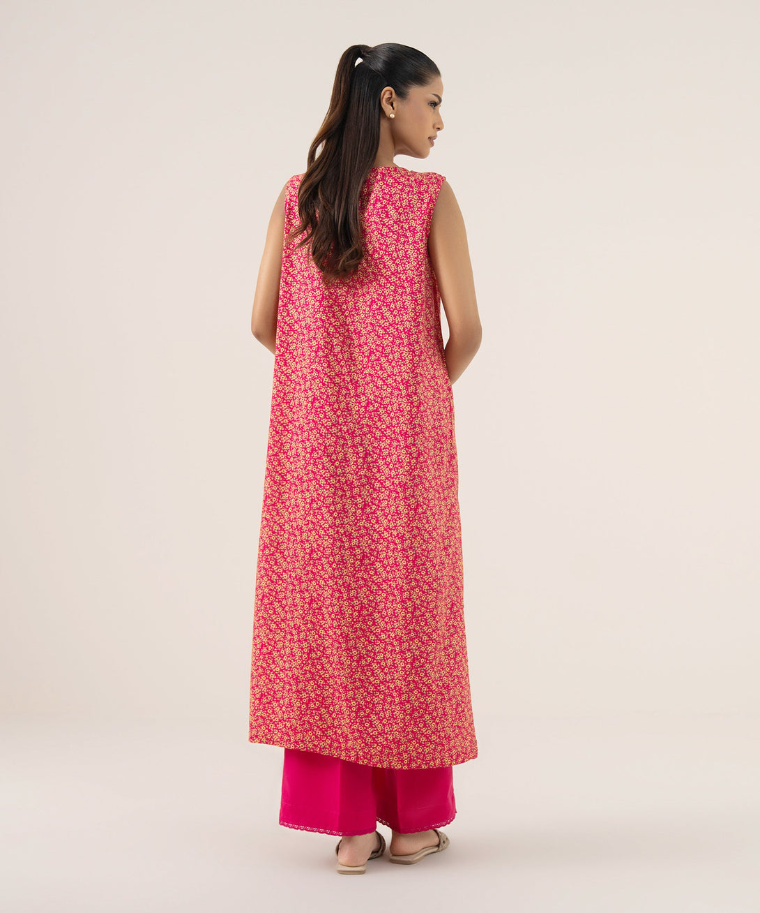 Women's RTW Arabic Lawn Pink Printed A-Line Shirt
