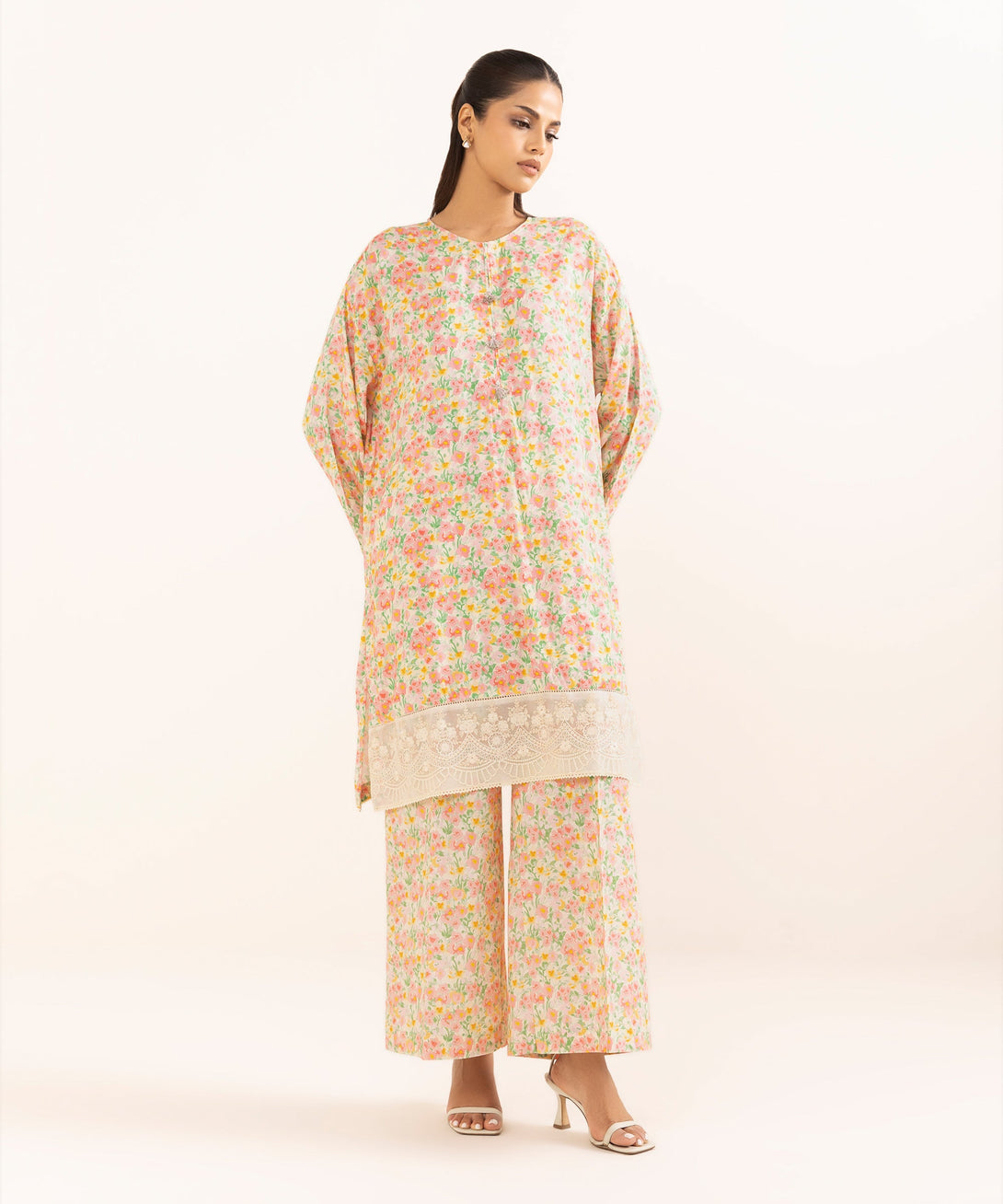 Women's RTW Arabic Lawn Multi Embroidered Boxy Shirt