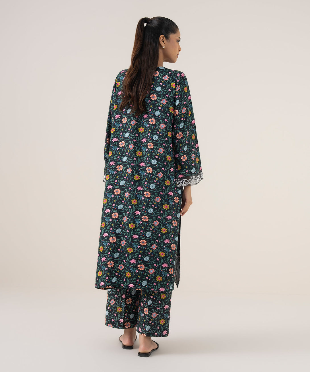 Women's RTW Arabic Lawn Multi Embroidered A-Line Shirt