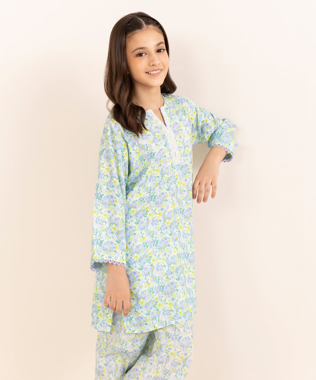 Mommy & Me Girls Two Piece Arabic Lawn Embroidered Suit